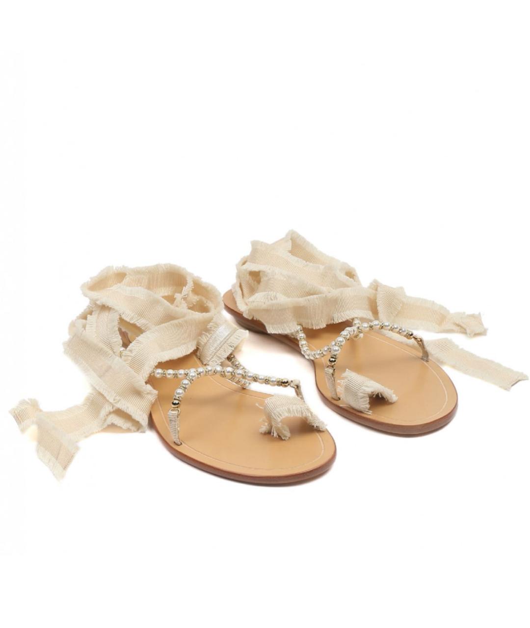 RENE CAOVILLA Бежевые текстильные сандалии, фото 2