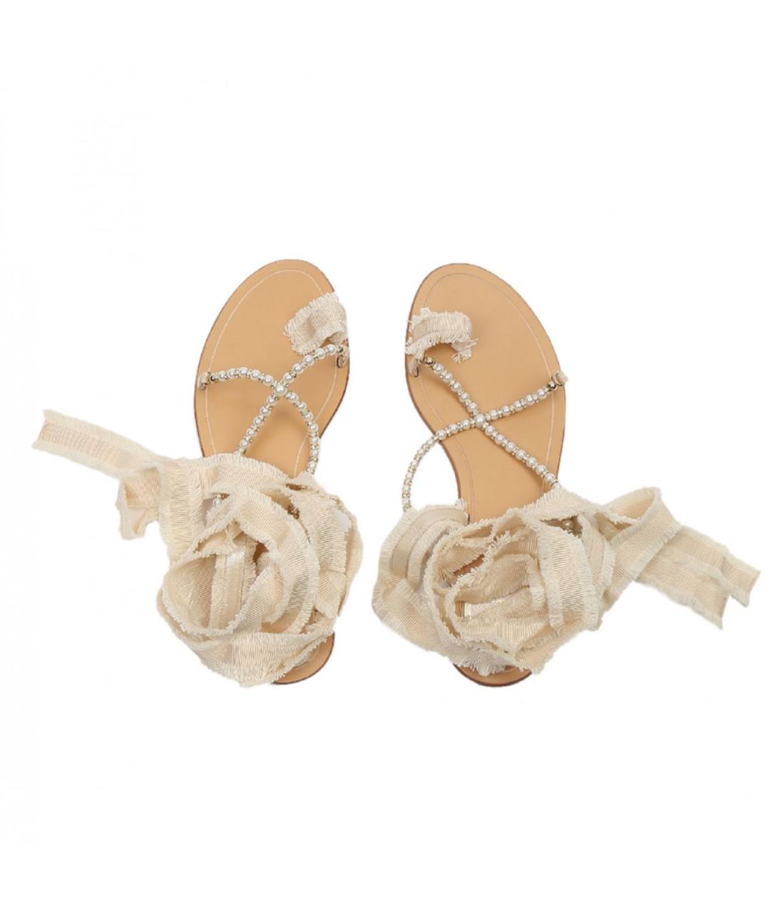 RENE CAOVILLA Бежевые текстильные сандалии, фото 5