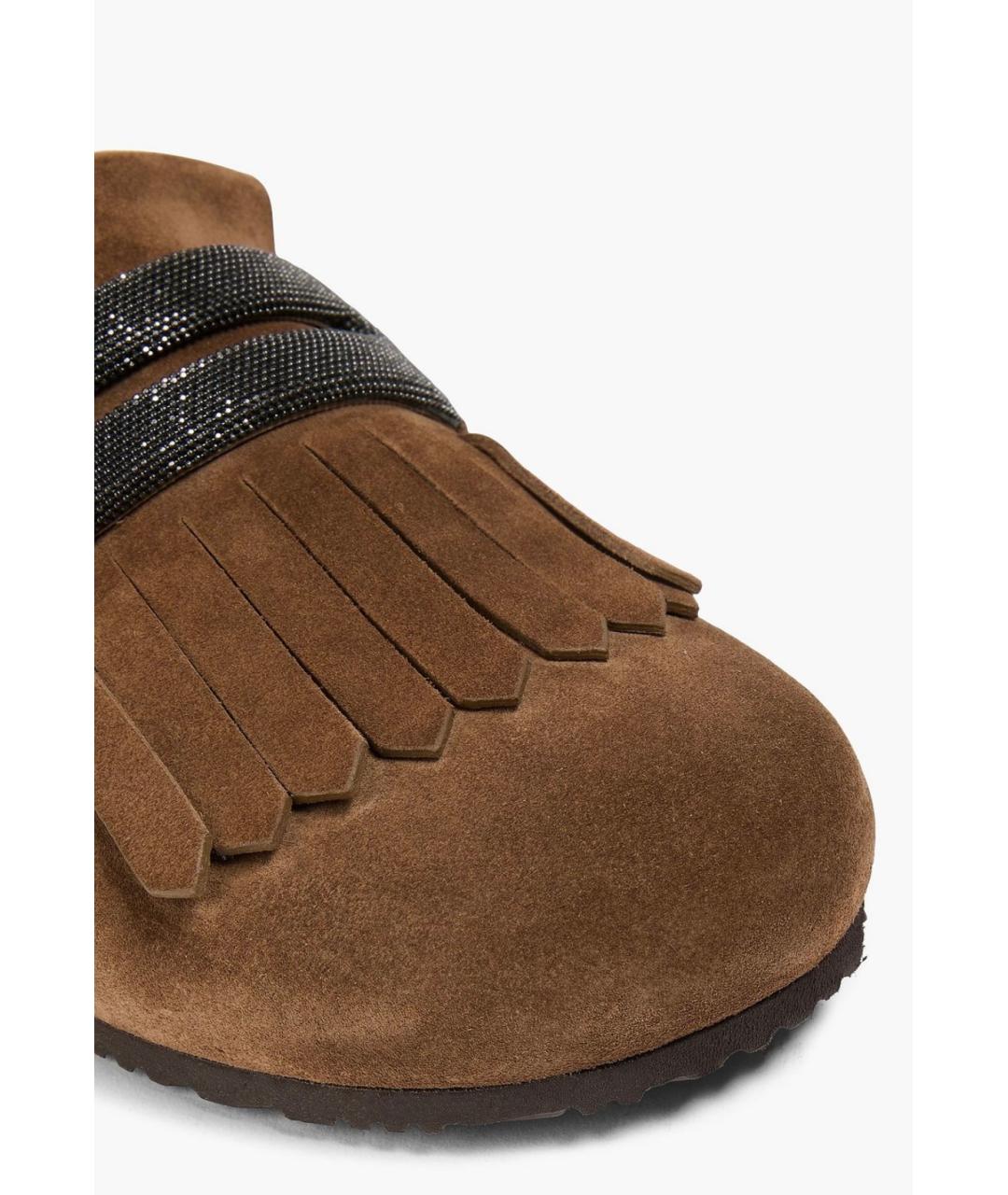 BRUNELLO CUCINELLI Коричневые замшевые мюли, фото 4