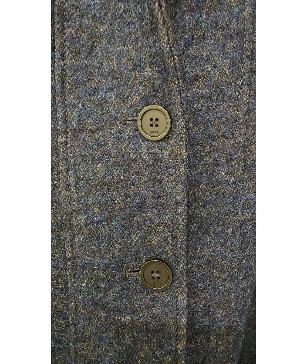 KARL LAGERFELD Темно-синее шерстяное пальто, фото 3