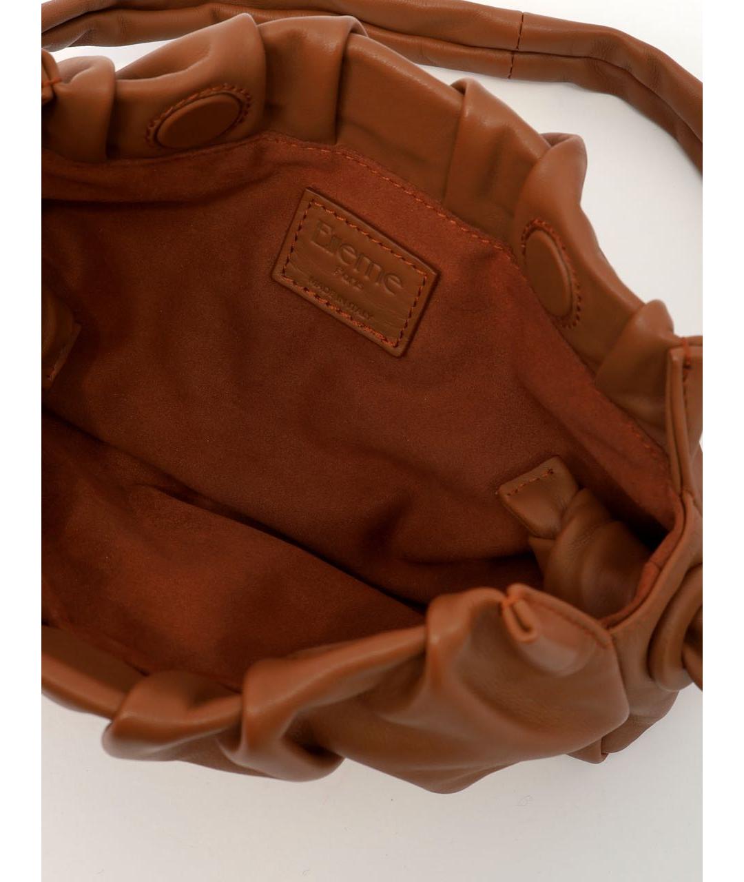 Elleme Коричневая кожаная сумка с короткими ручками, фото 4