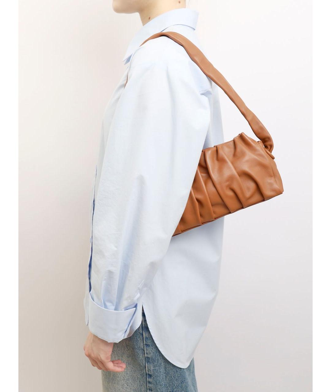 Elleme Коричневая кожаная сумка с короткими ручками, фото 6