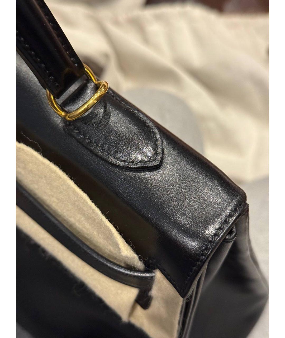 HERMES Черная кожаная сумка с короткими ручками, фото 5