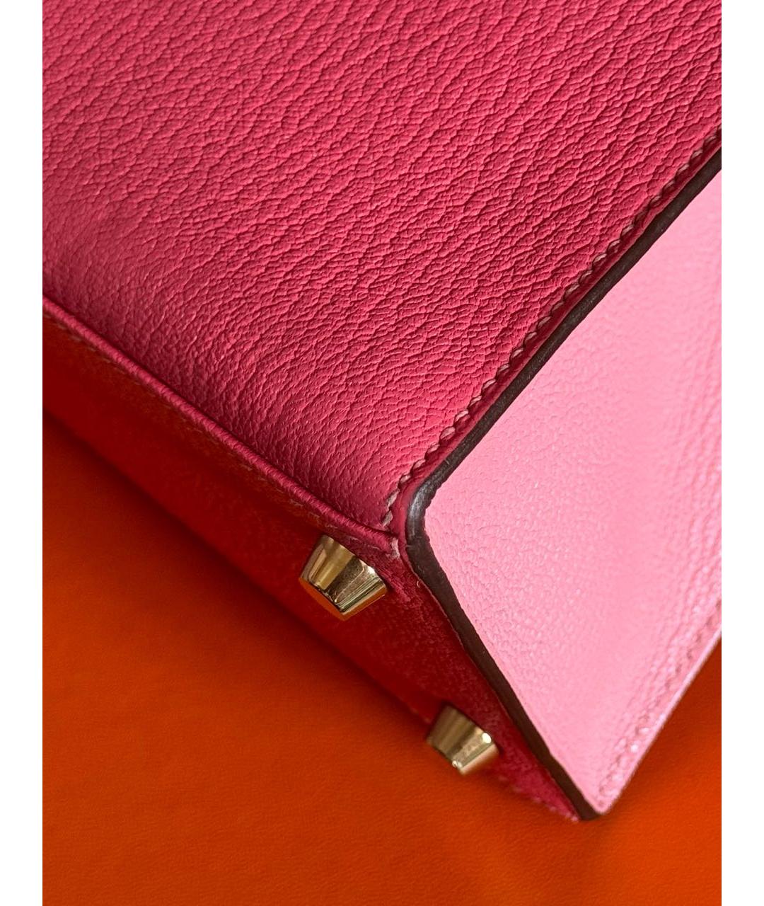 HERMES Розовая кожаная сумка с короткими ручками, фото 5