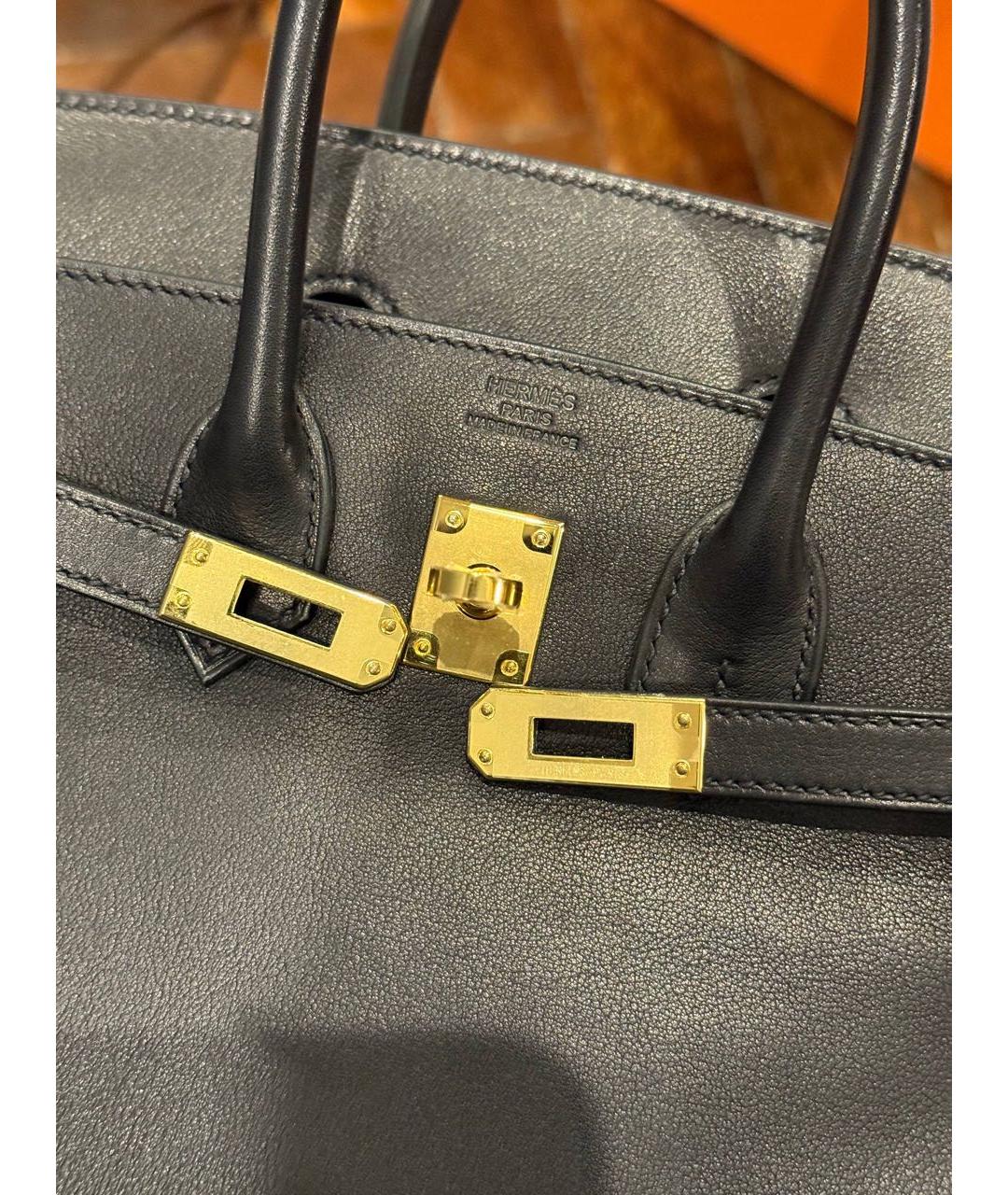 HERMES Черная кожаная сумка с короткими ручками, фото 7