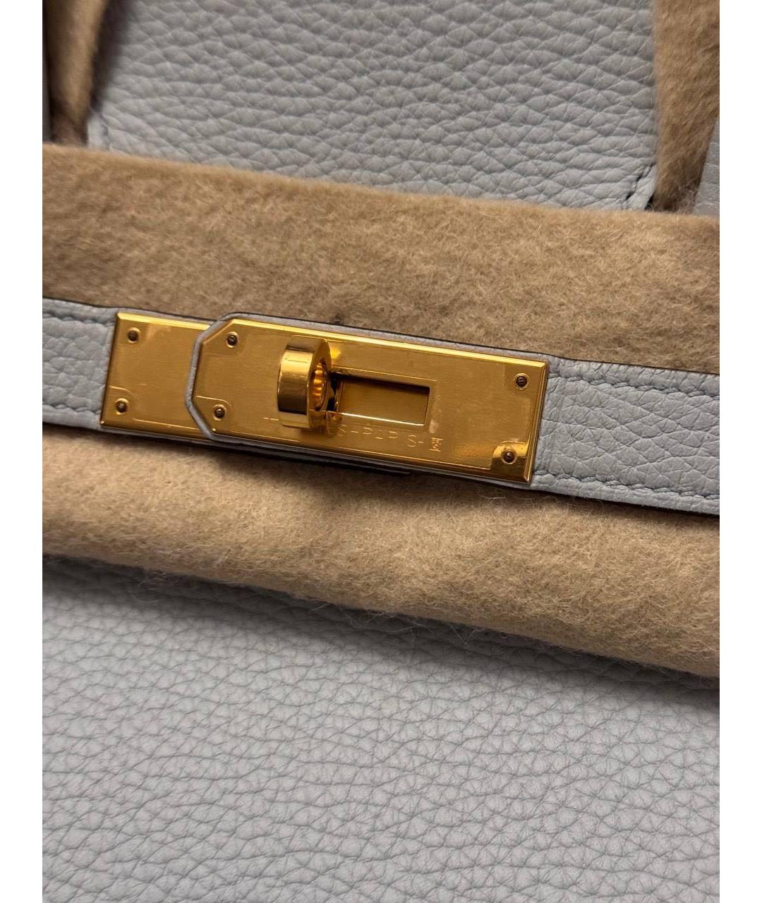 HERMES Серая кожаная сумка тоут, фото 5