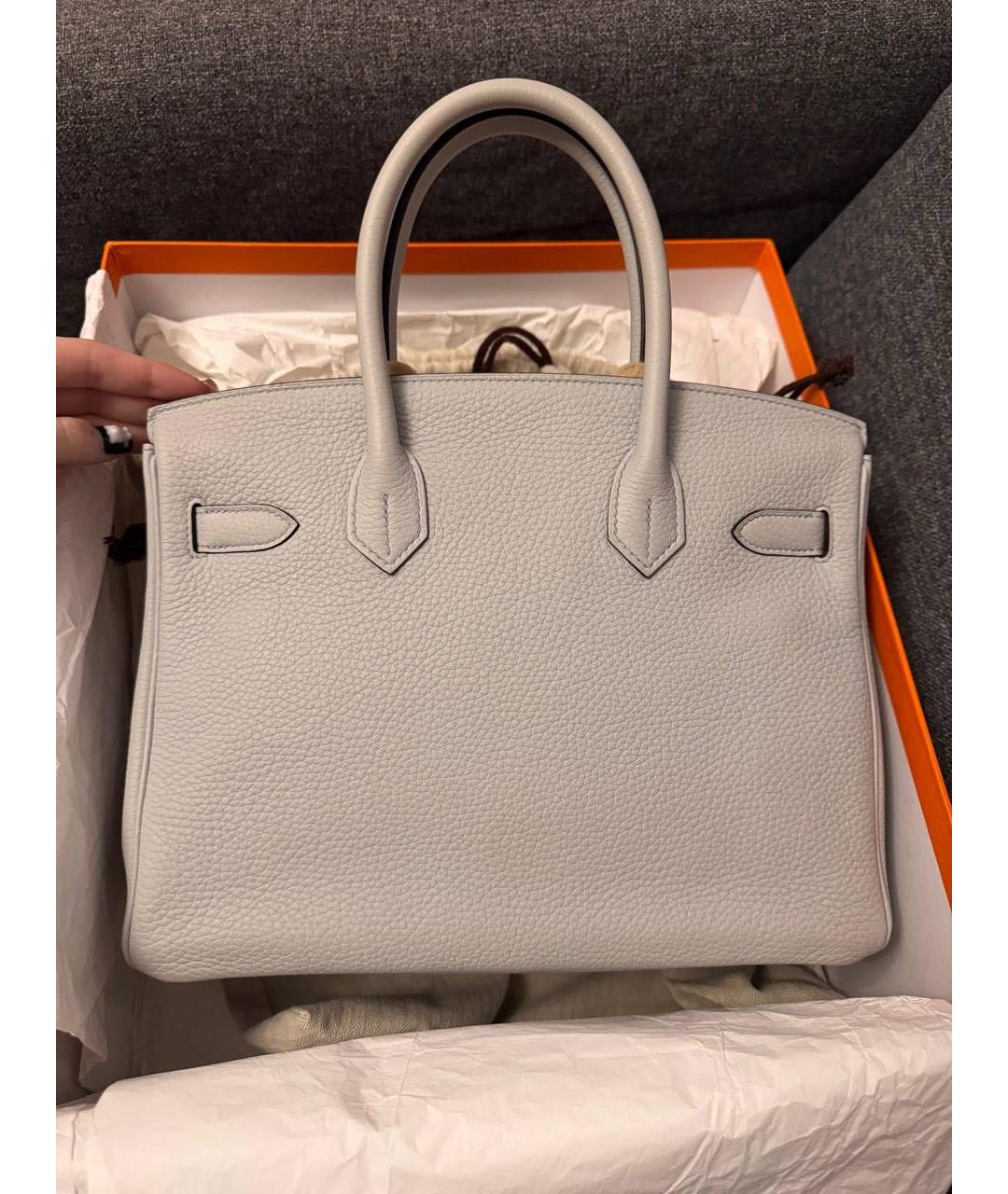 HERMES Серая кожаная сумка тоут, фото 2