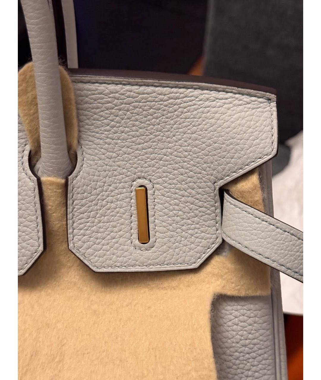 HERMES Серая кожаная сумка тоут, фото 6