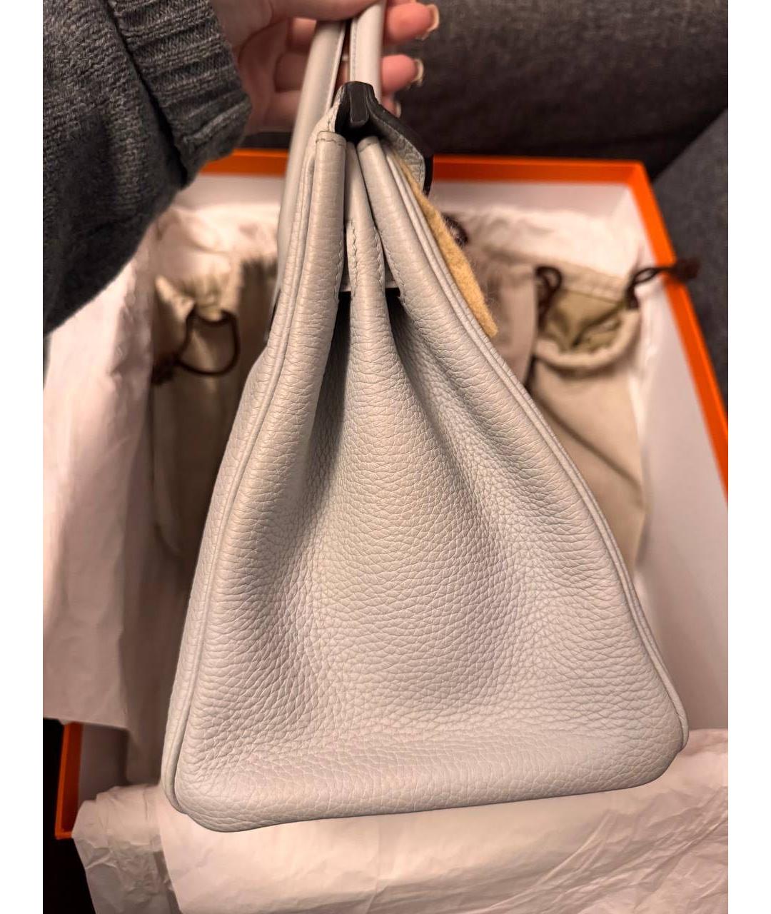 HERMES Серая кожаная сумка тоут, фото 3