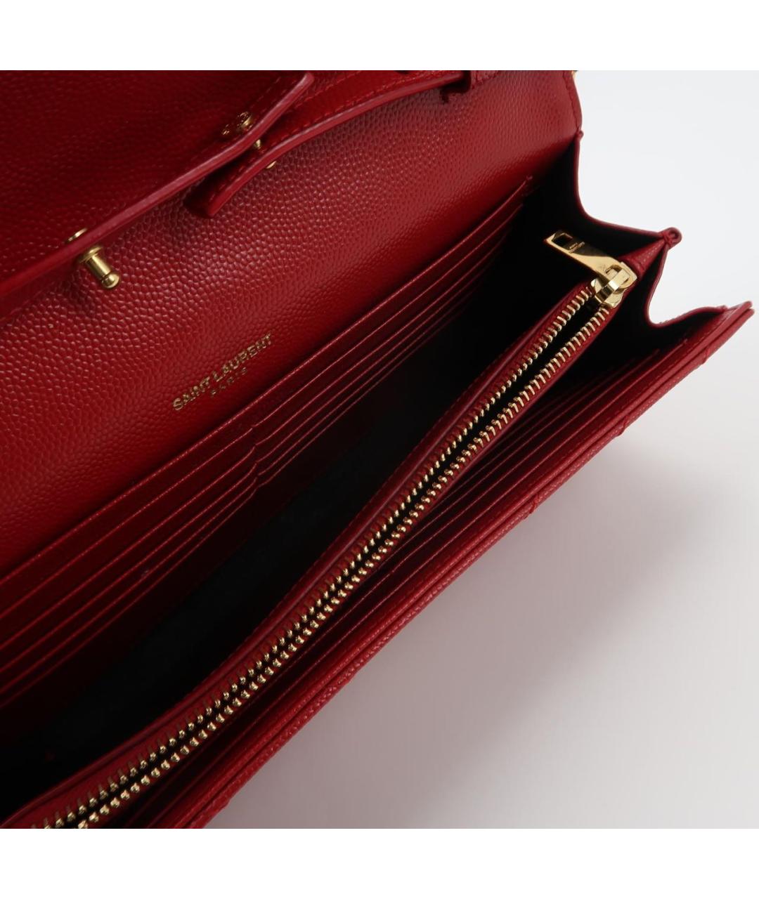 SAINT LAURENT Красная кожаная сумка через плечо, фото 4