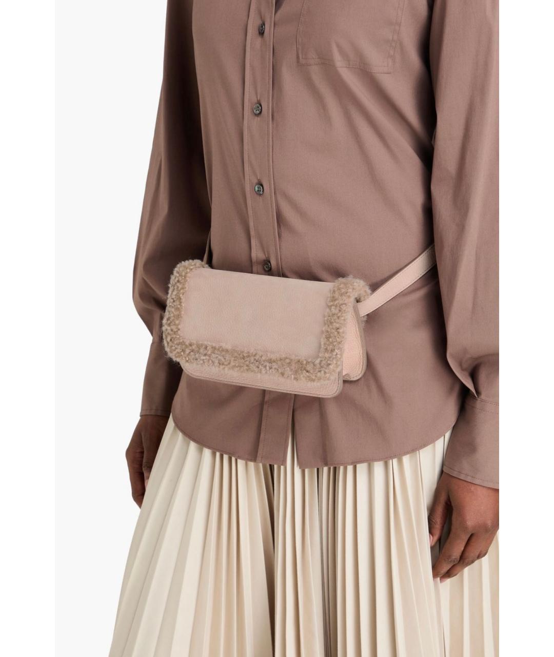 BRUNELLO CUCINELLI Бежевая кожаная поясная сумка, фото 2