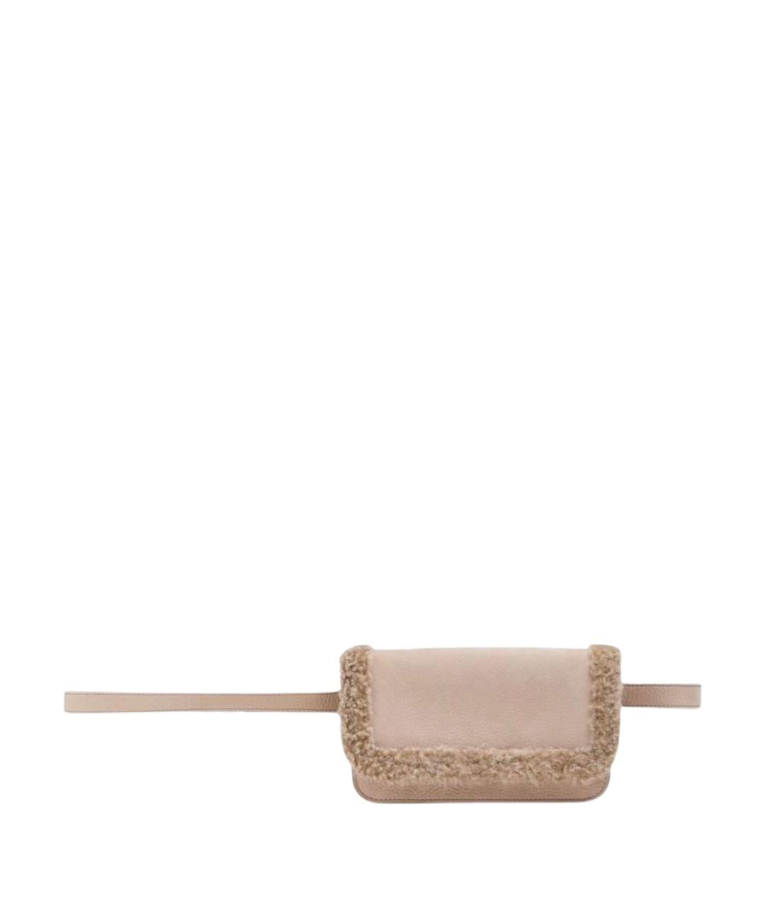 BRUNELLO CUCINELLI Бежевая кожаная поясная сумка, фото 1