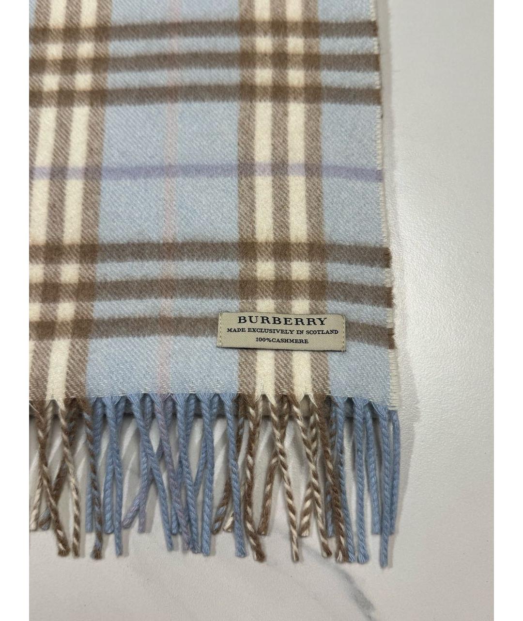 BURBERRY Голубой кашемировый шарф, фото 2