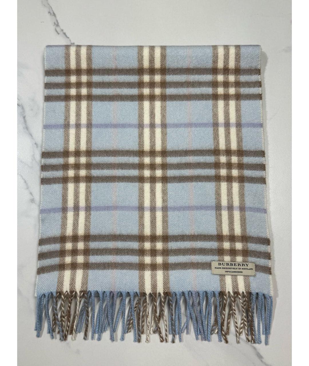 BURBERRY Голубой кашемировый шарф, фото 6