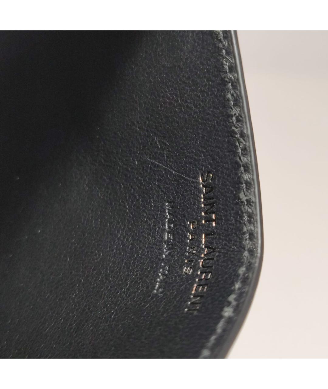 SAINT LAURENT Черный кожаный кардхолдер, фото 7