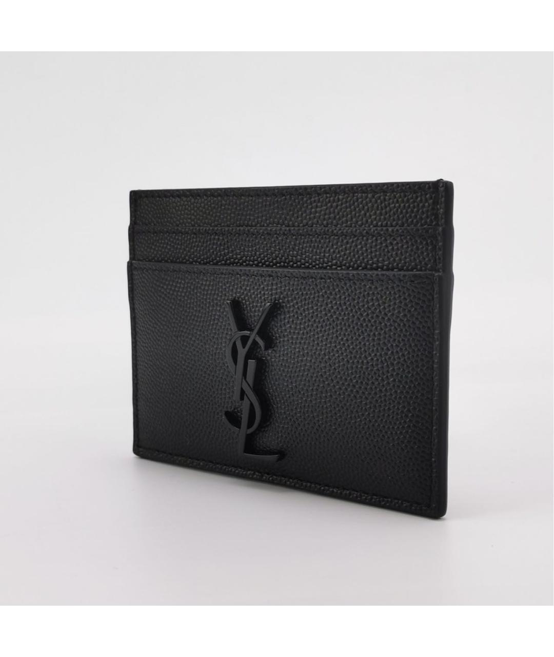 SAINT LAURENT Черный кожаный кардхолдер, фото 2