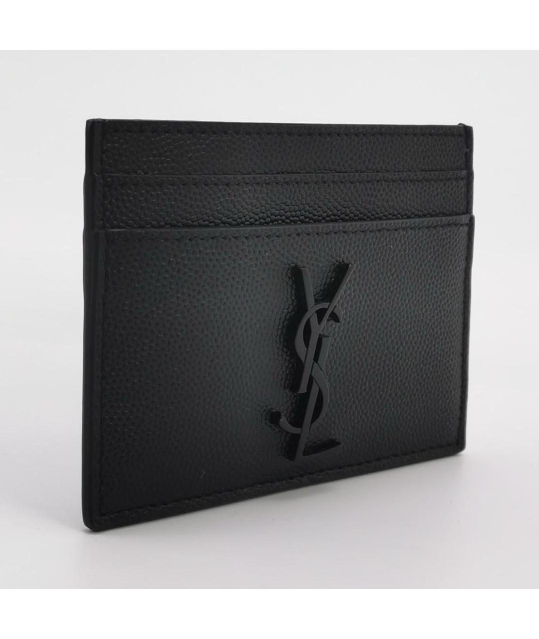 SAINT LAURENT Черный кожаный кардхолдер, фото 3