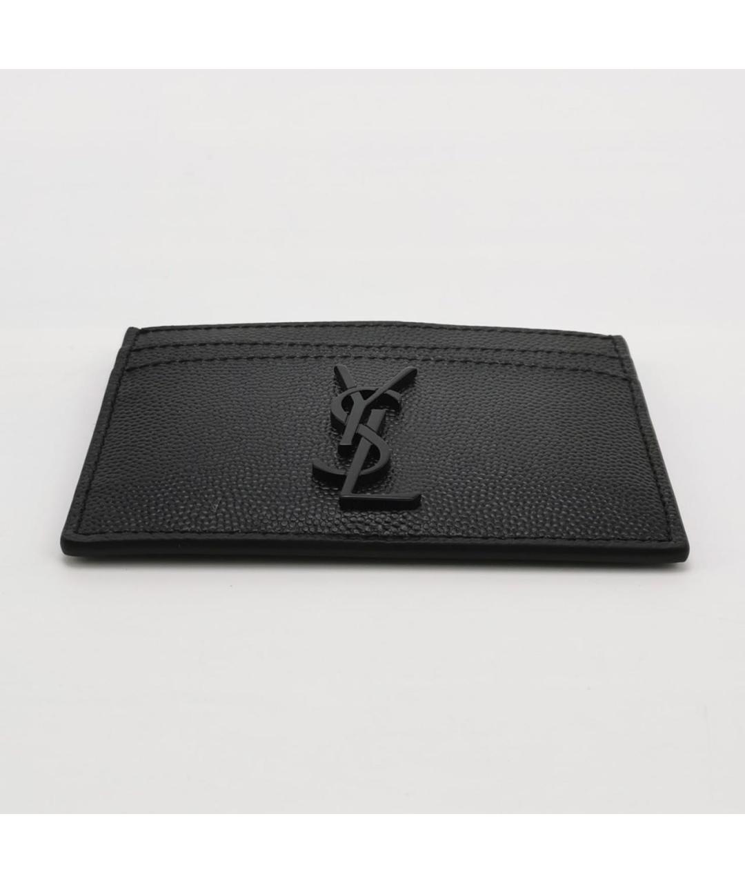 SAINT LAURENT Черный кожаный кардхолдер, фото 5