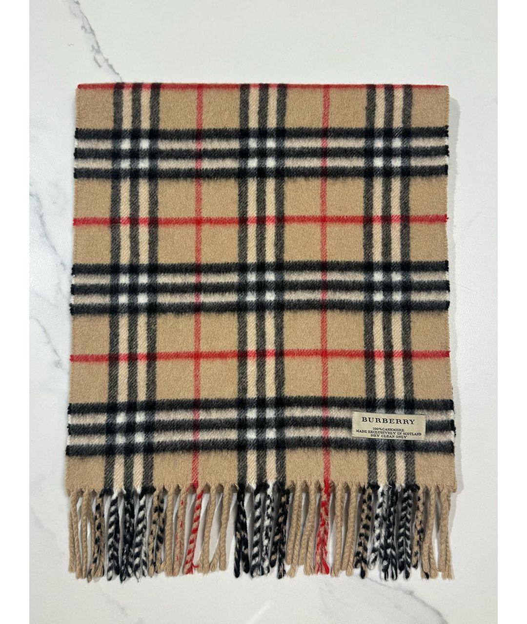 BURBERRY Бежевый кашемировый шарф, фото 4