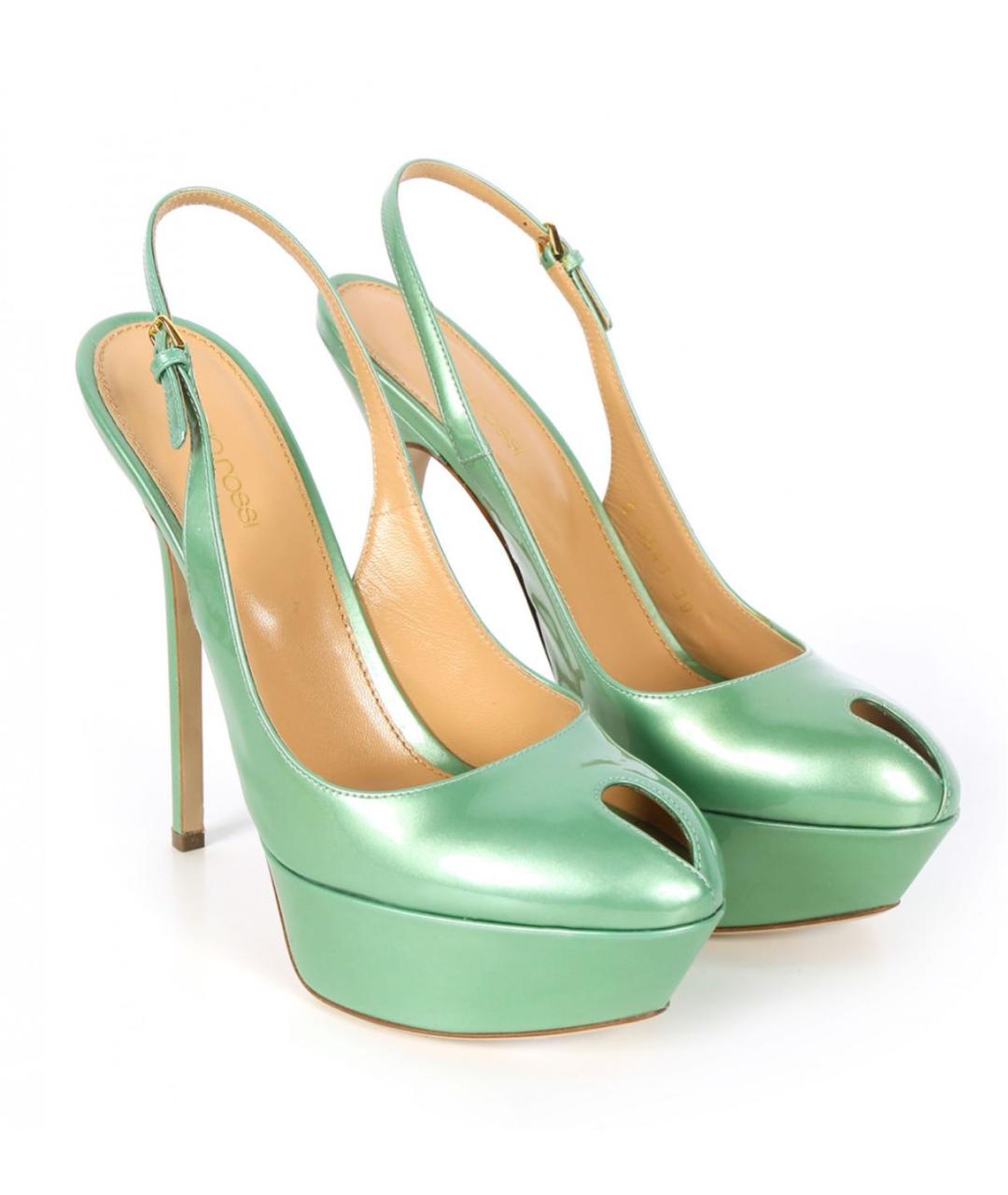 SERGIO ROSSI Зеленые босоножки из лакированной кожи, фото 2