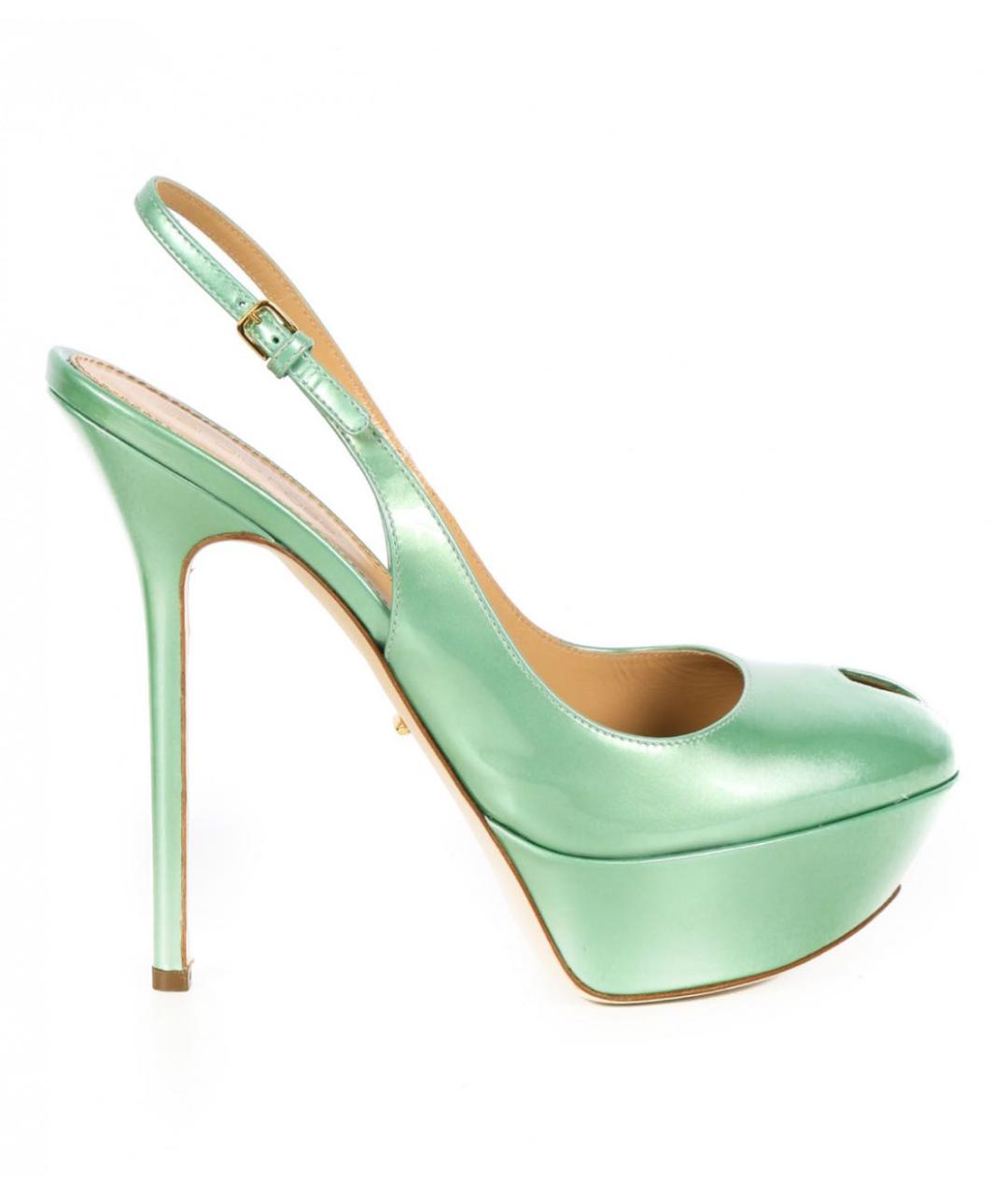 SERGIO ROSSI Зеленые босоножки из лакированной кожи, фото 1