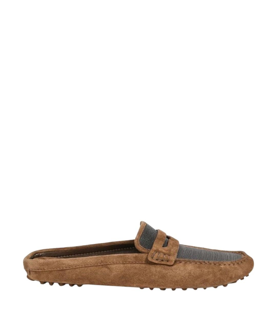 BRUNELLO CUCINELLI Коричневые замшевые мюли, фото 1