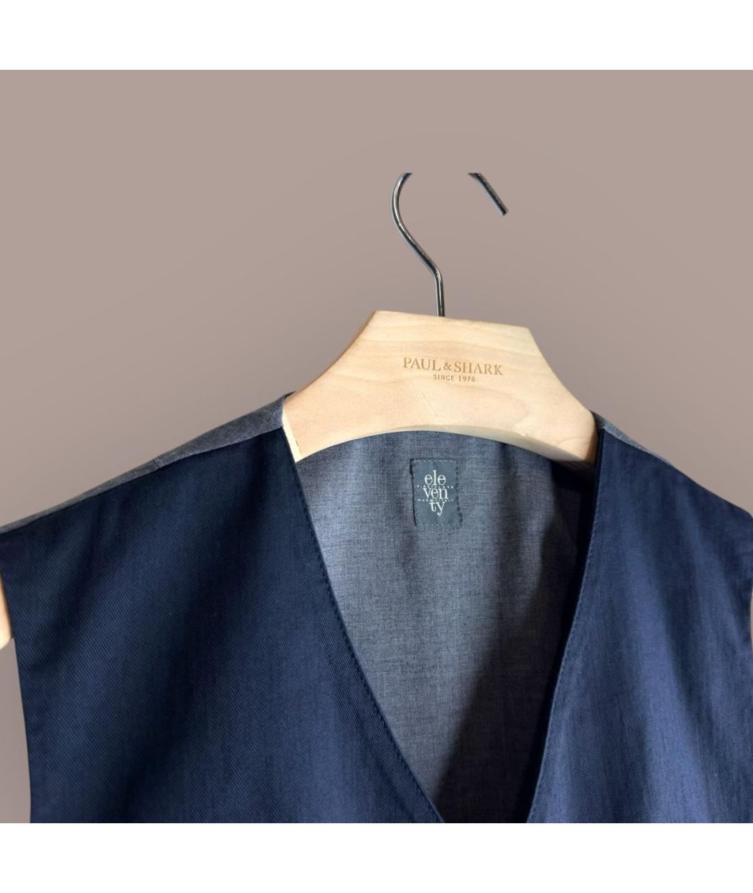 ELEVENTY Темно-синий хлопко-эластановый жилет, фото 4