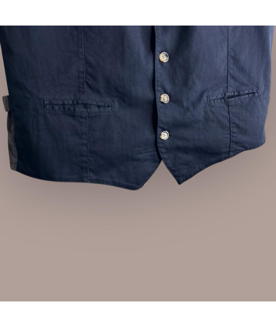 ELEVENTY Темно-синий хлопко-эластановый жилет, фото 3