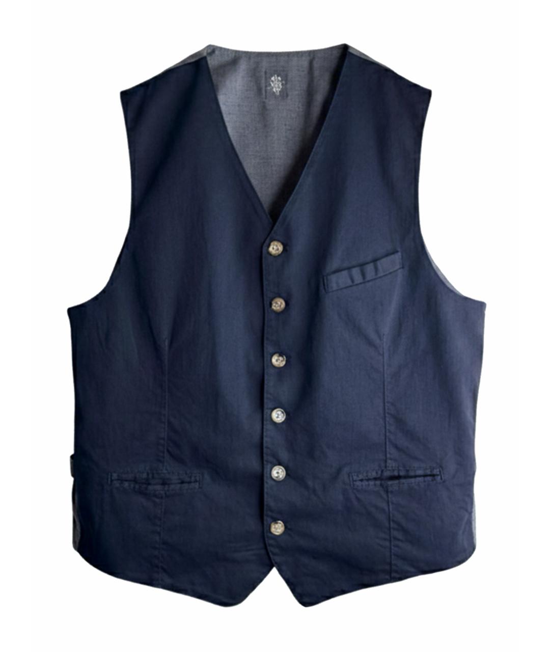 ELEVENTY Темно-синий хлопко-эластановый жилет, фото 1