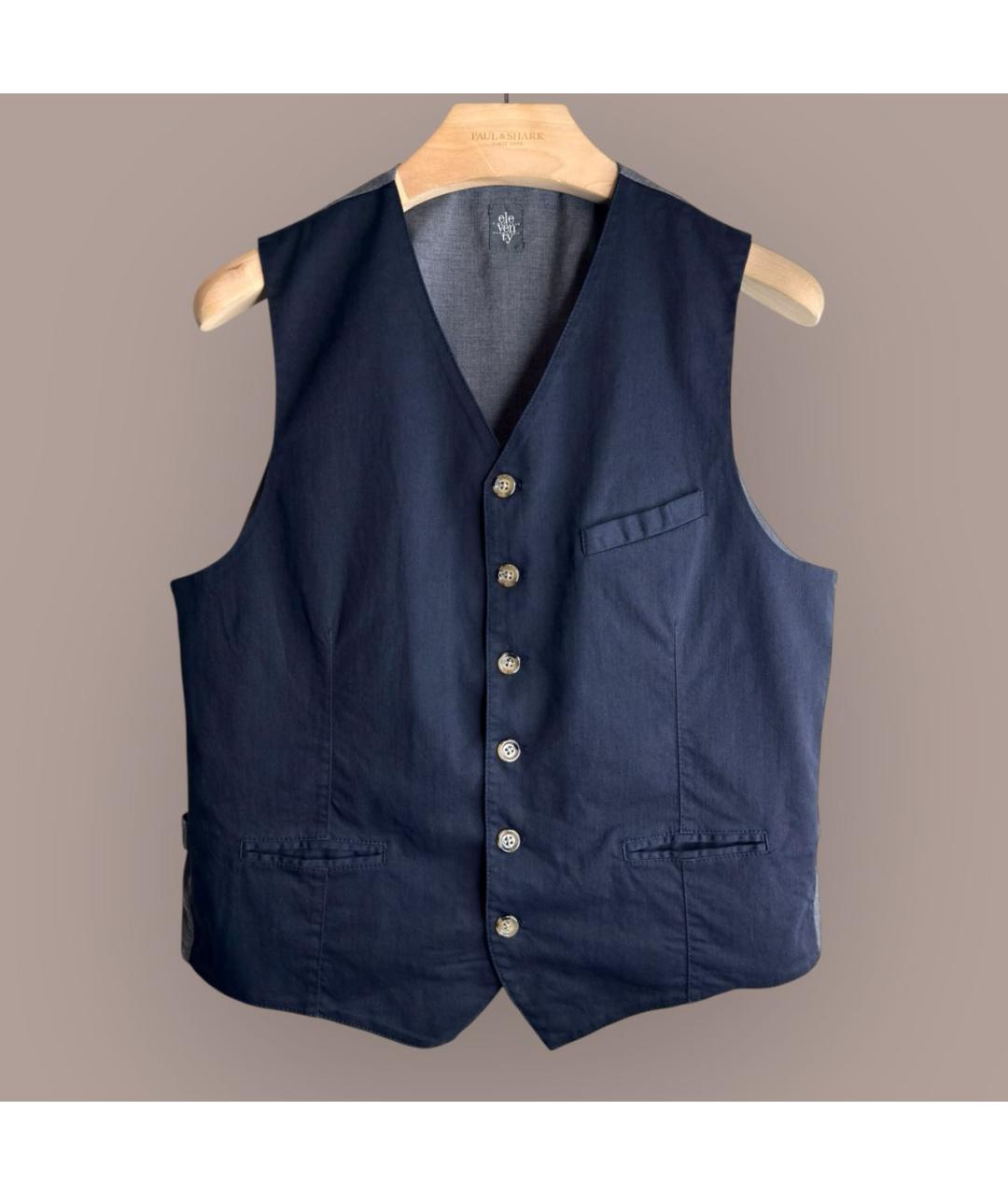 ELEVENTY Темно-синий хлопко-эластановый жилет, фото 9
