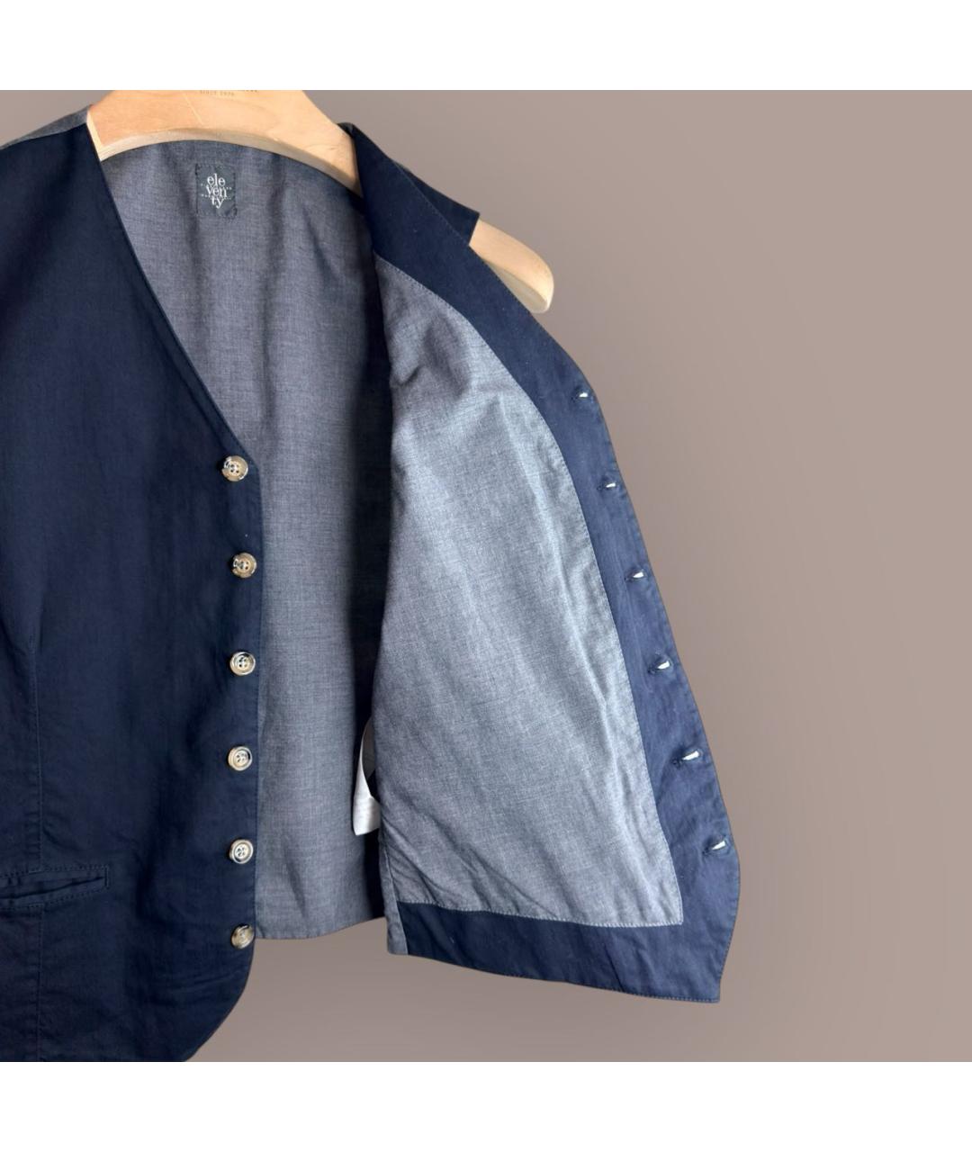 ELEVENTY Темно-синий хлопко-эластановый жилет, фото 7