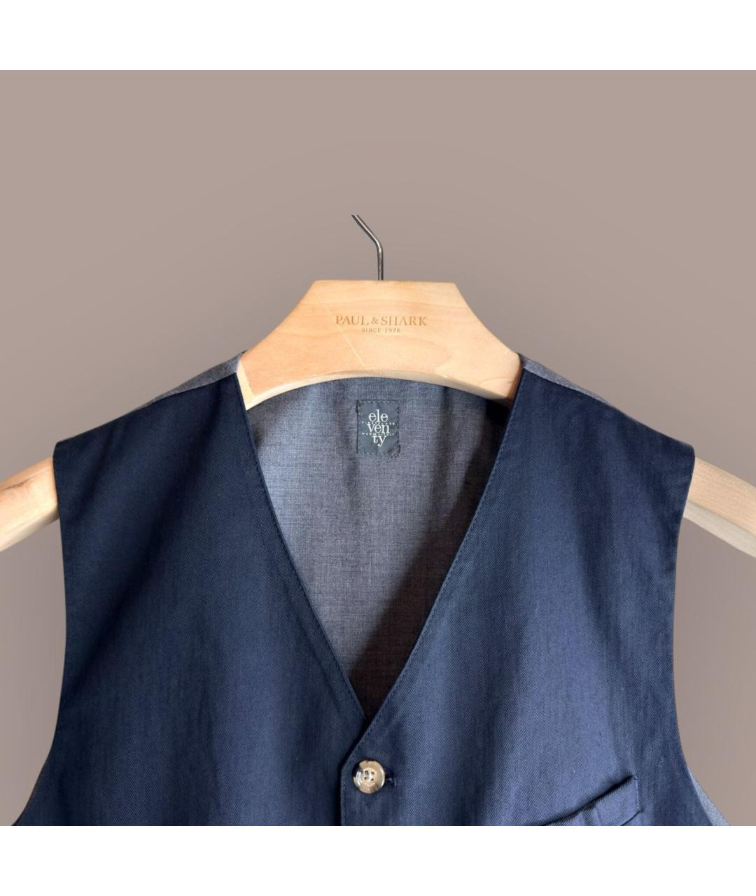 ELEVENTY Темно-синий хлопко-эластановый жилет, фото 2