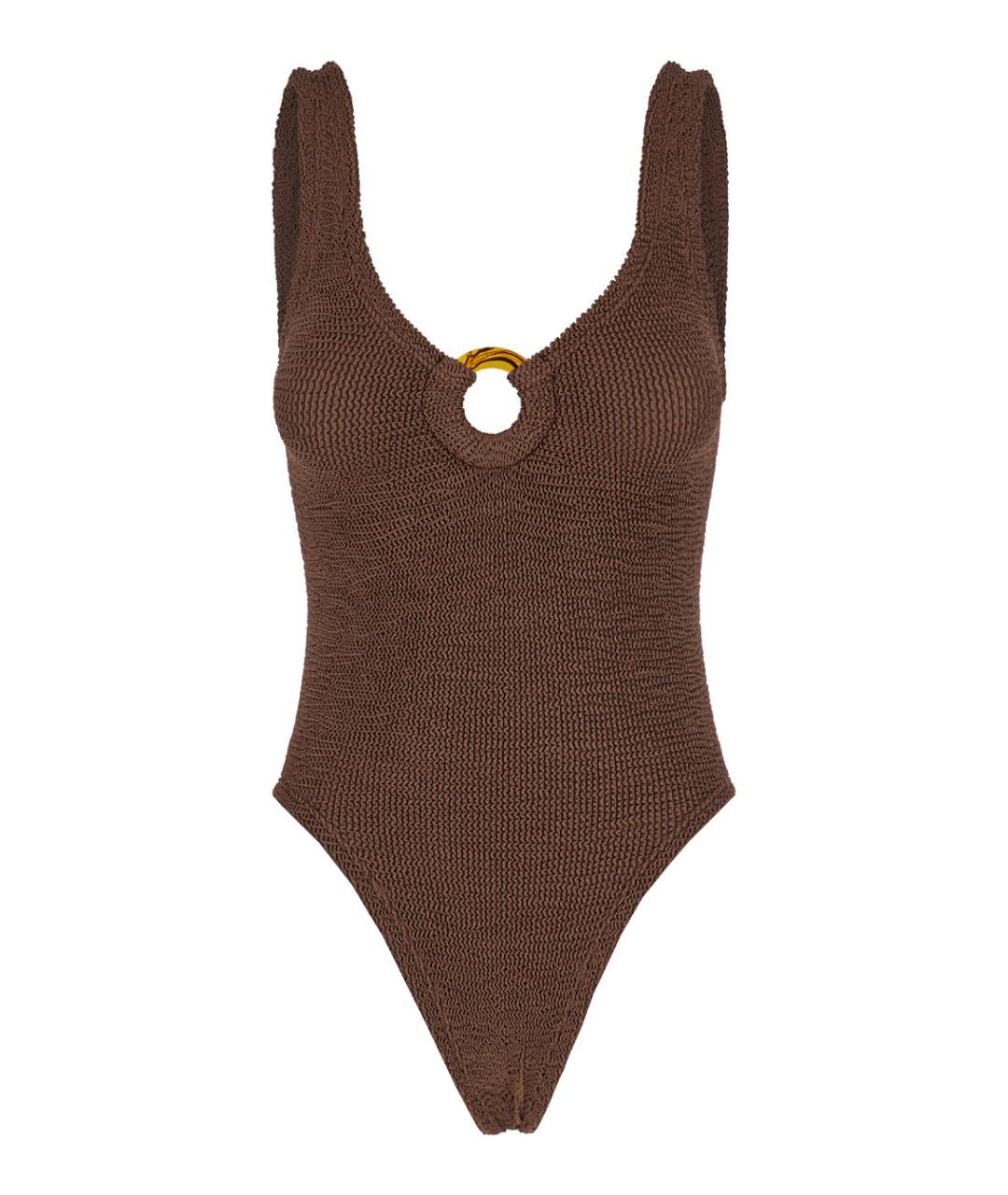 HUNZA G Коричневый полиамидовый купальник, фото 1