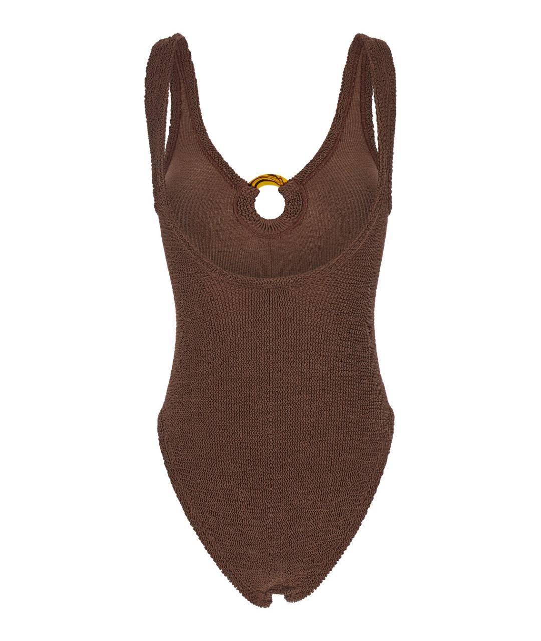 HUNZA G Коричневый полиамидовый купальник, фото 2