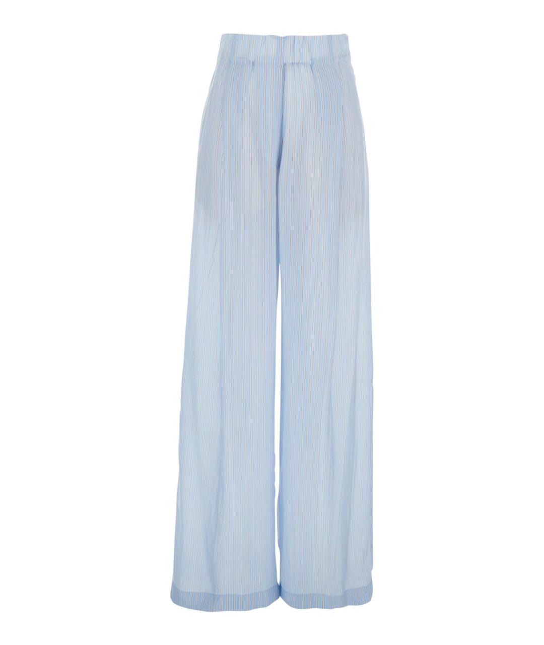 DRIES VAN NOTEN Голубые вискозные прямые брюки, фото 1