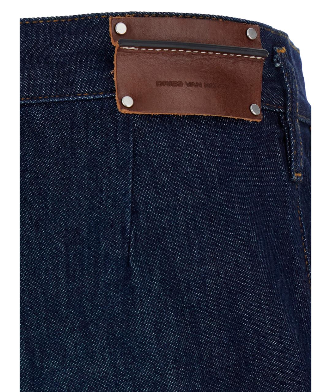 DRIES VAN NOTEN Синие хлопковые прямые брюки, фото 3