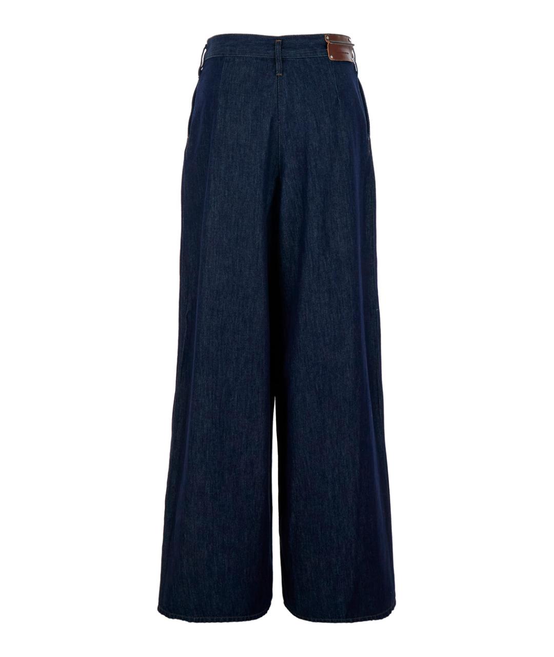 DRIES VAN NOTEN Синие хлопковые прямые брюки, фото 2