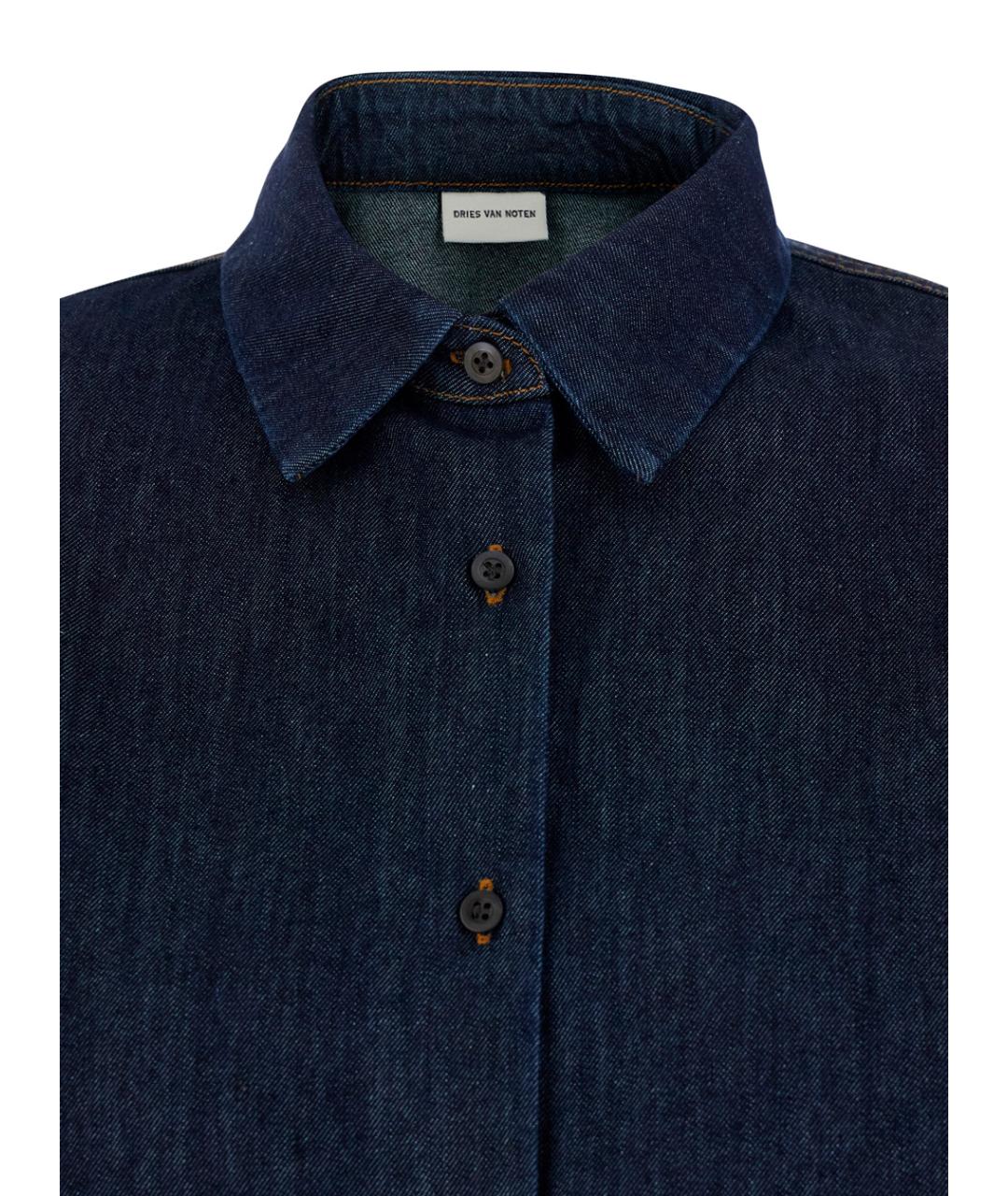DRIES VAN NOTEN Синяя хлопковая рубашка, фото 3