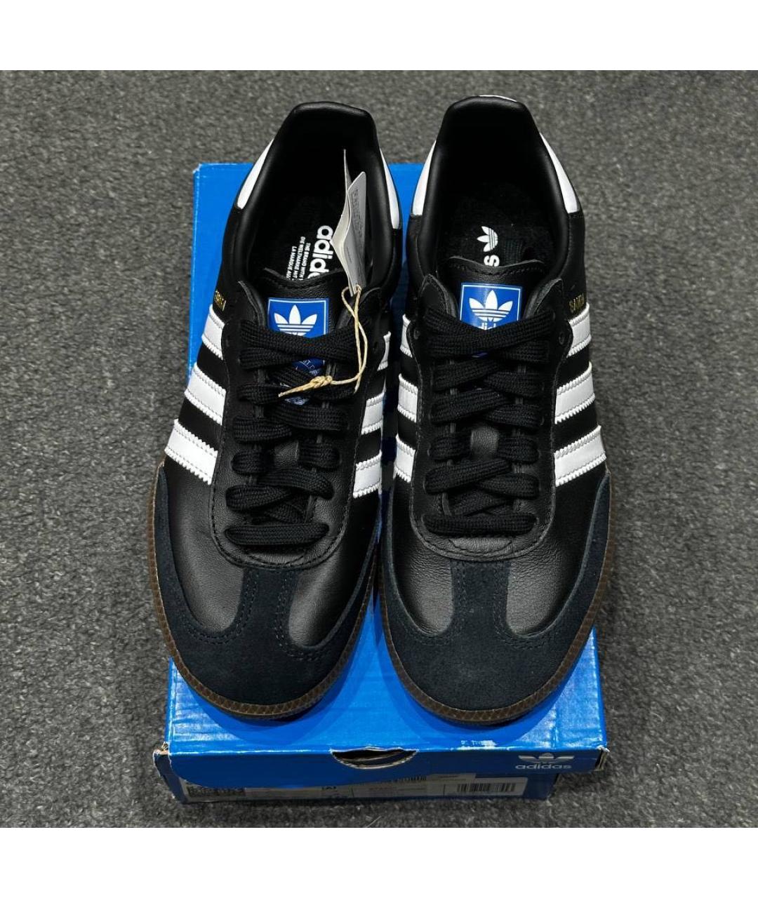 ADIDAS Черные кожаные кроссовки, фото 2