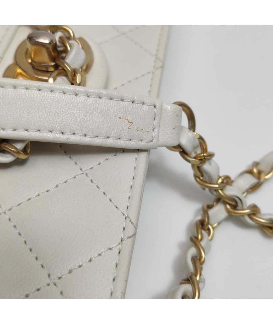 CHANEL Белая кожаная сумка через плечо, фото 8