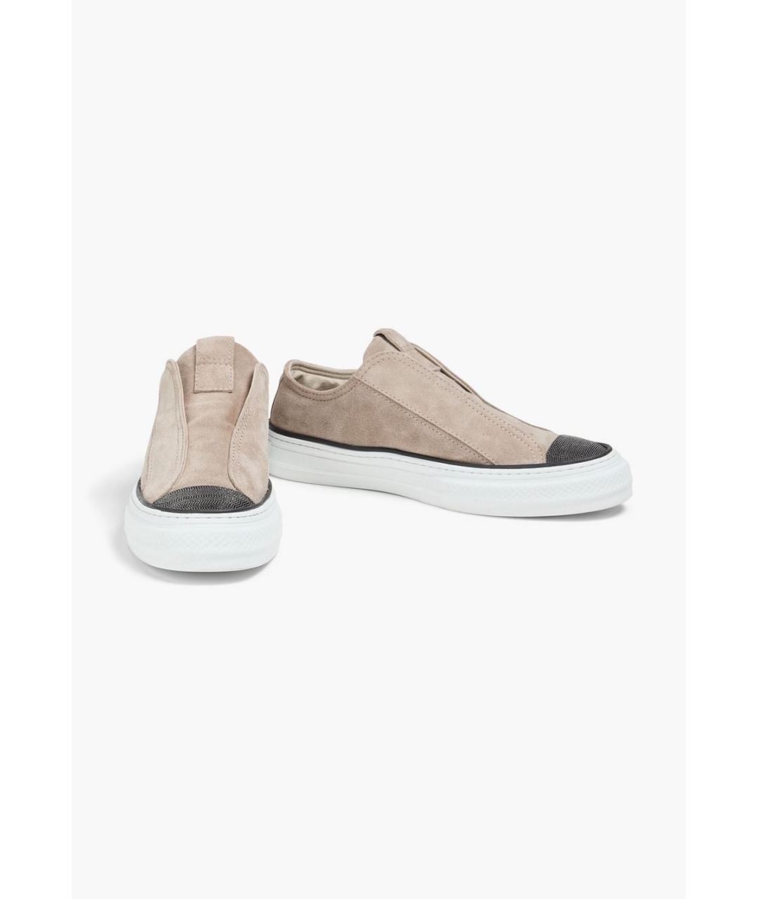 BRUNELLO CUCINELLI Коричневые замшевые слипоны, фото 2