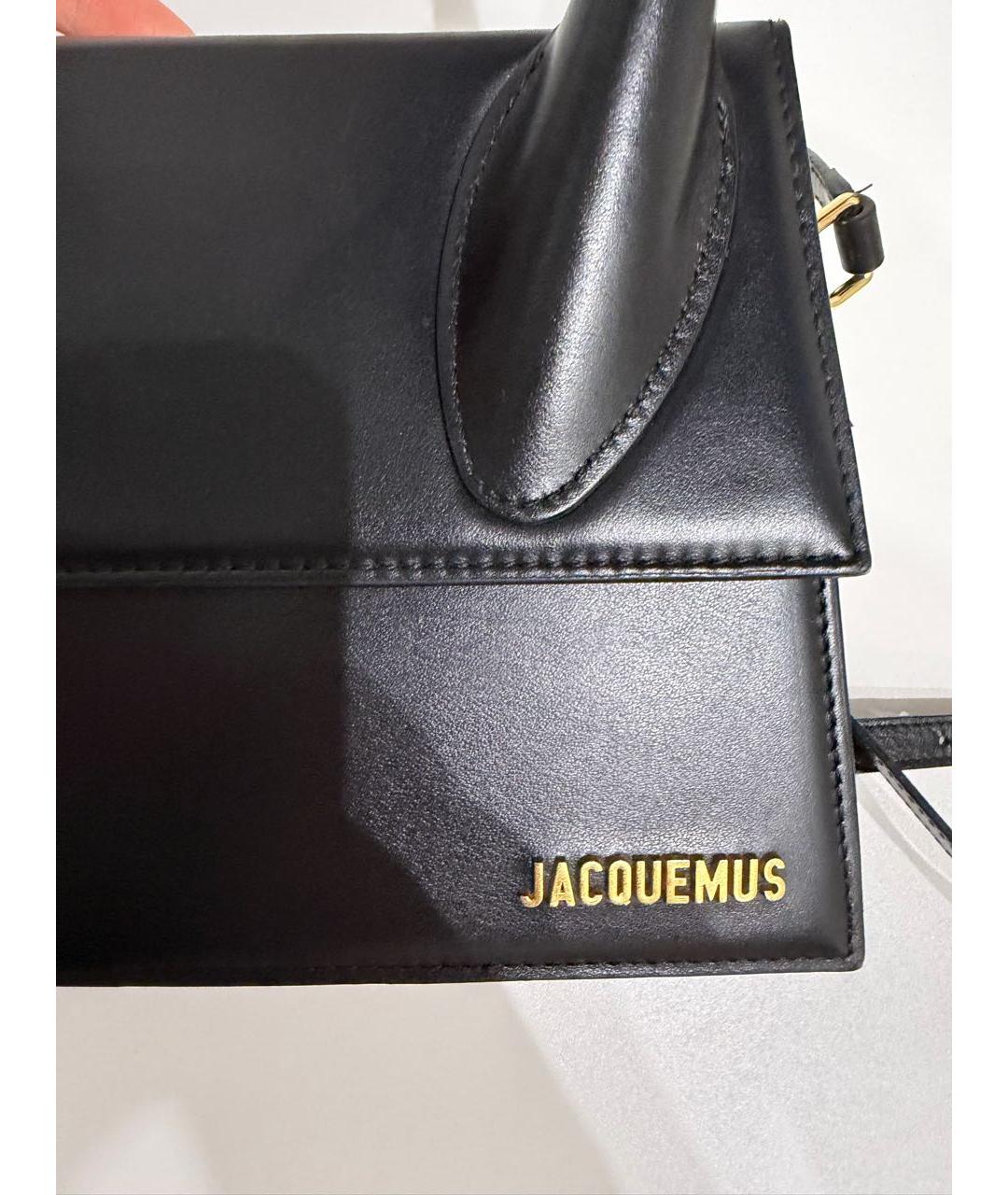 JACQUEMUS Черная кожаная сумка с короткими ручками, фото 6