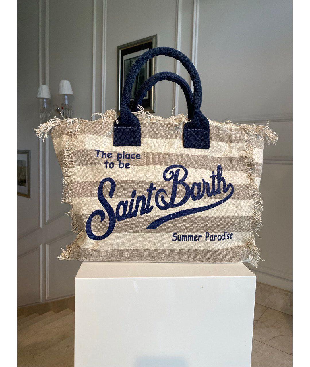 MC2 SAINT BARTH Бежевая тканевая сумка тоут, фото 2