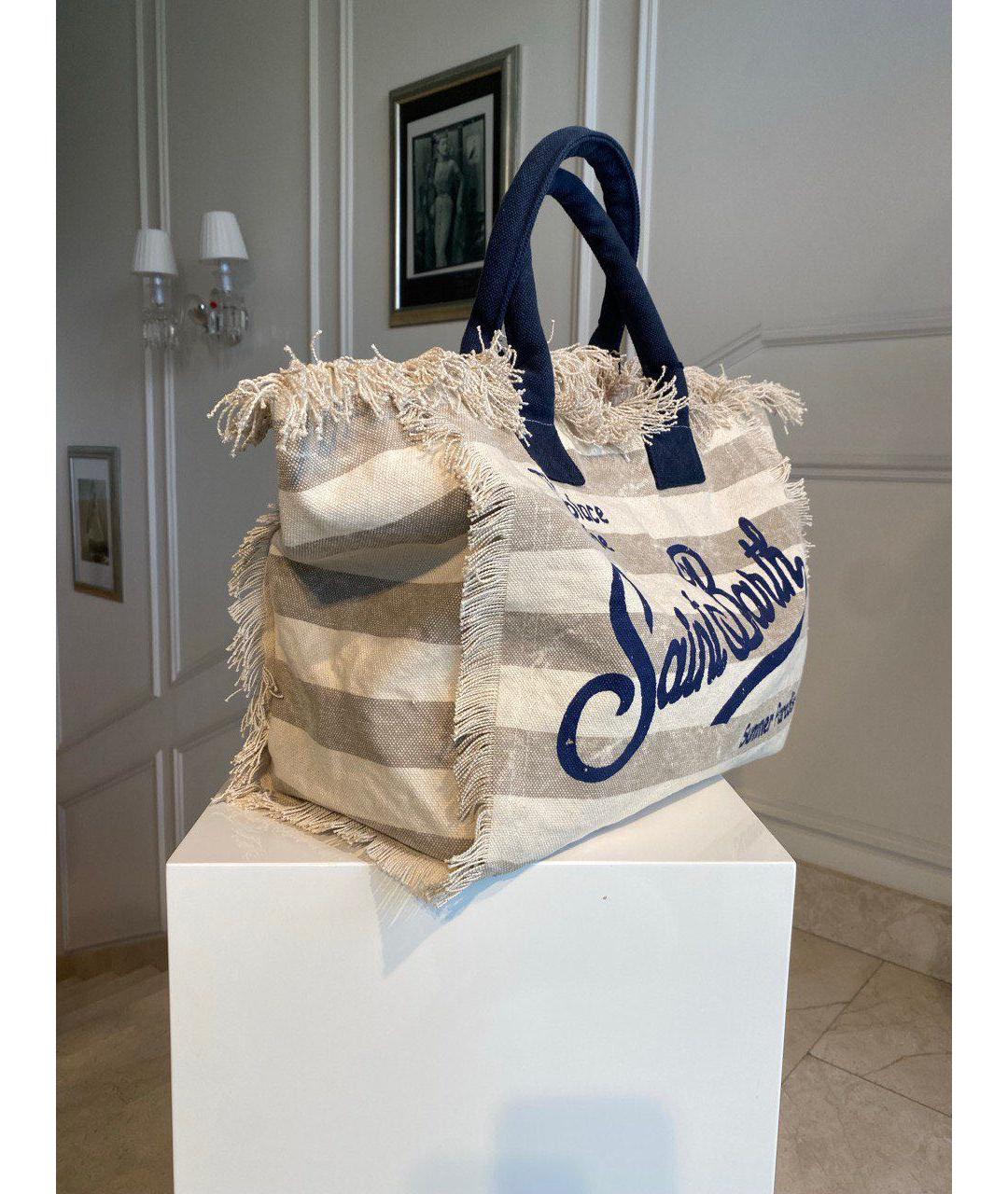 MC2 SAINT BARTH Бежевая тканевая сумка тоут, фото 3