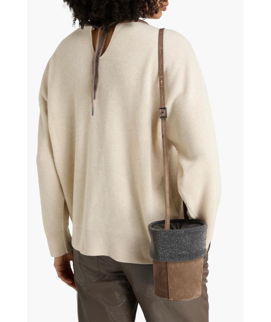 BRUNELLO CUCINELLI Коричневая замшевая сумка через плечо, фото 2