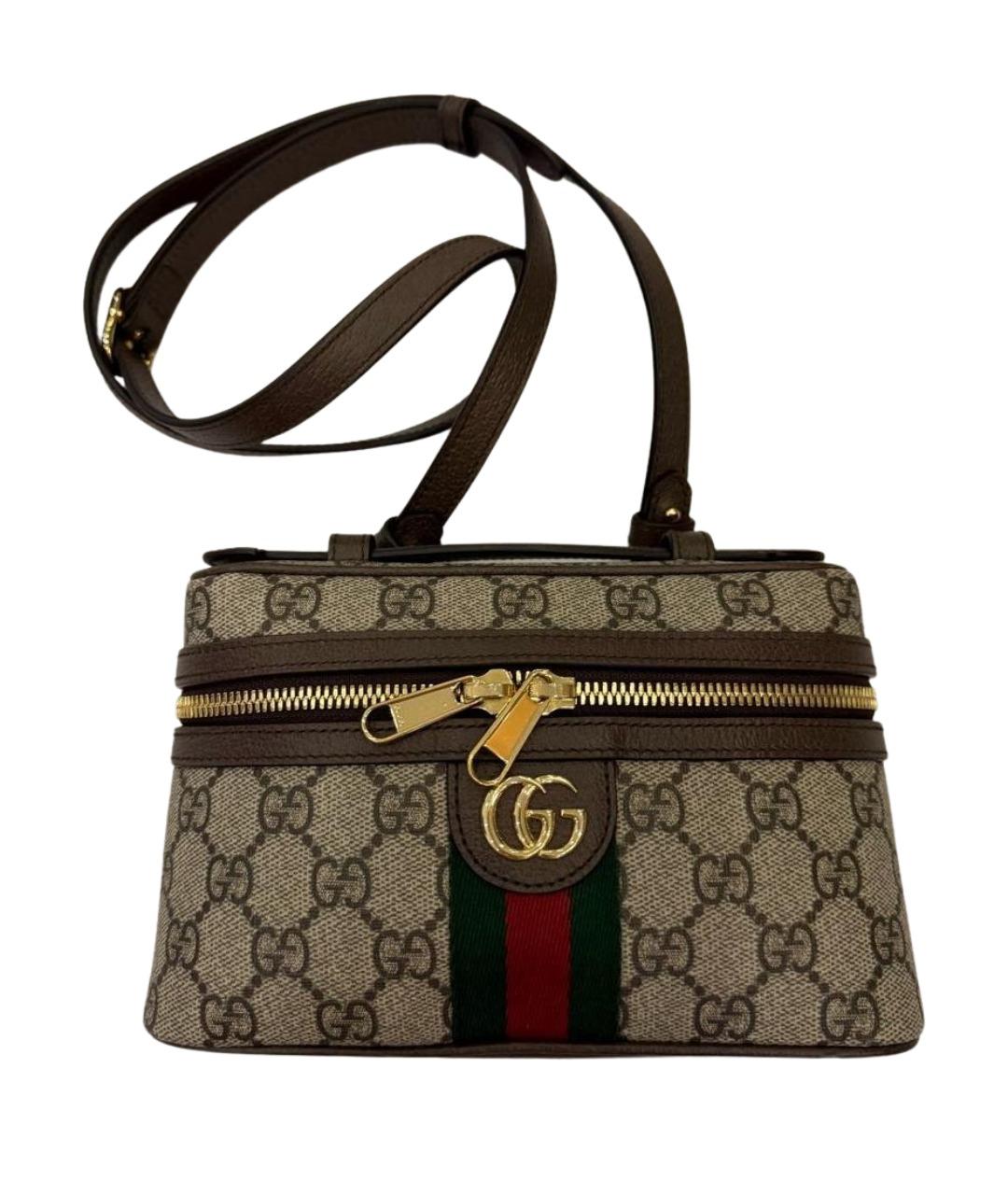 GUCCI Коричневая кожаная сумка через плечо, фото 1