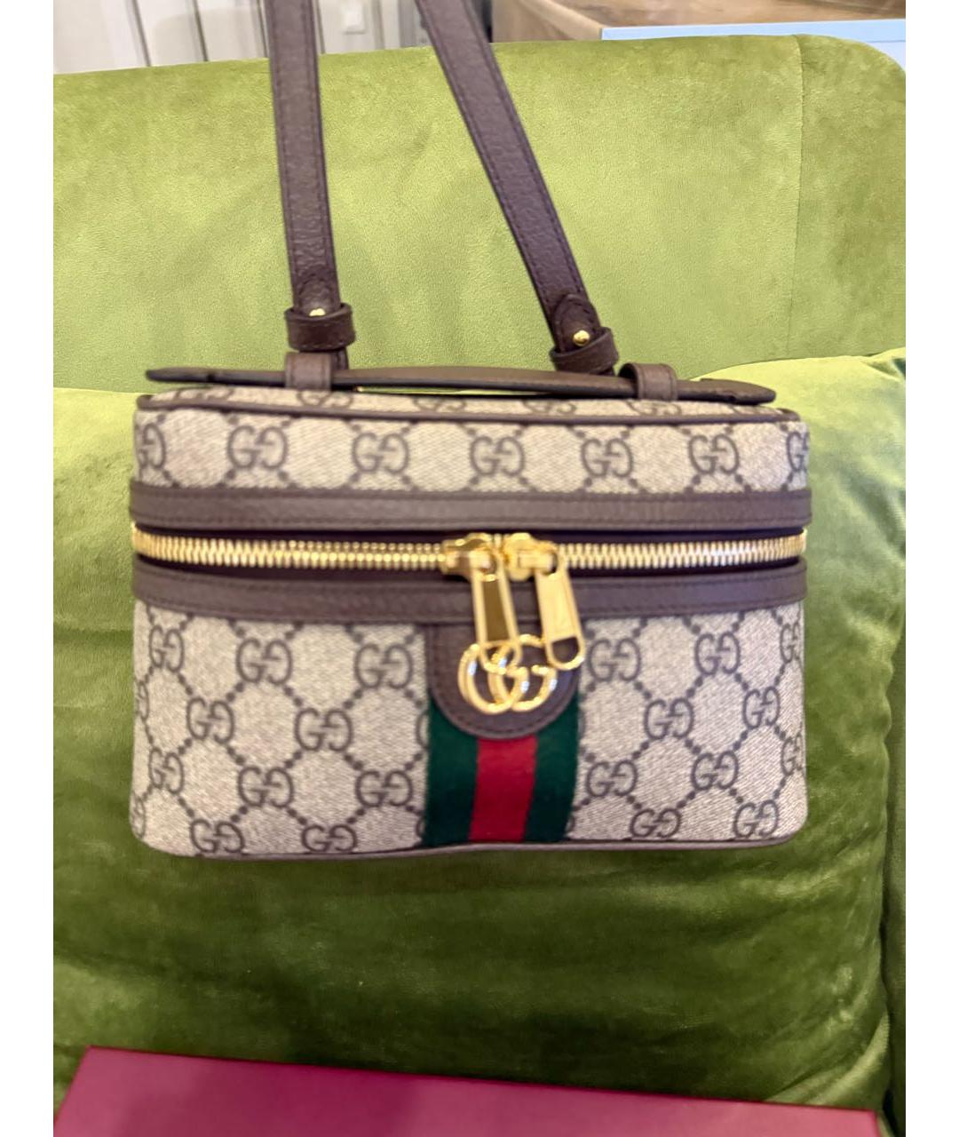 GUCCI Коричневая кожаная сумка через плечо, фото 6