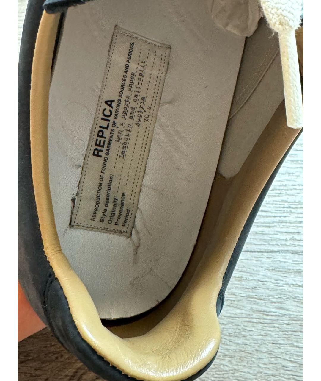 MAISON MARGIELA Антрацитовые замшевые низкие кроссовки / кеды, фото 6