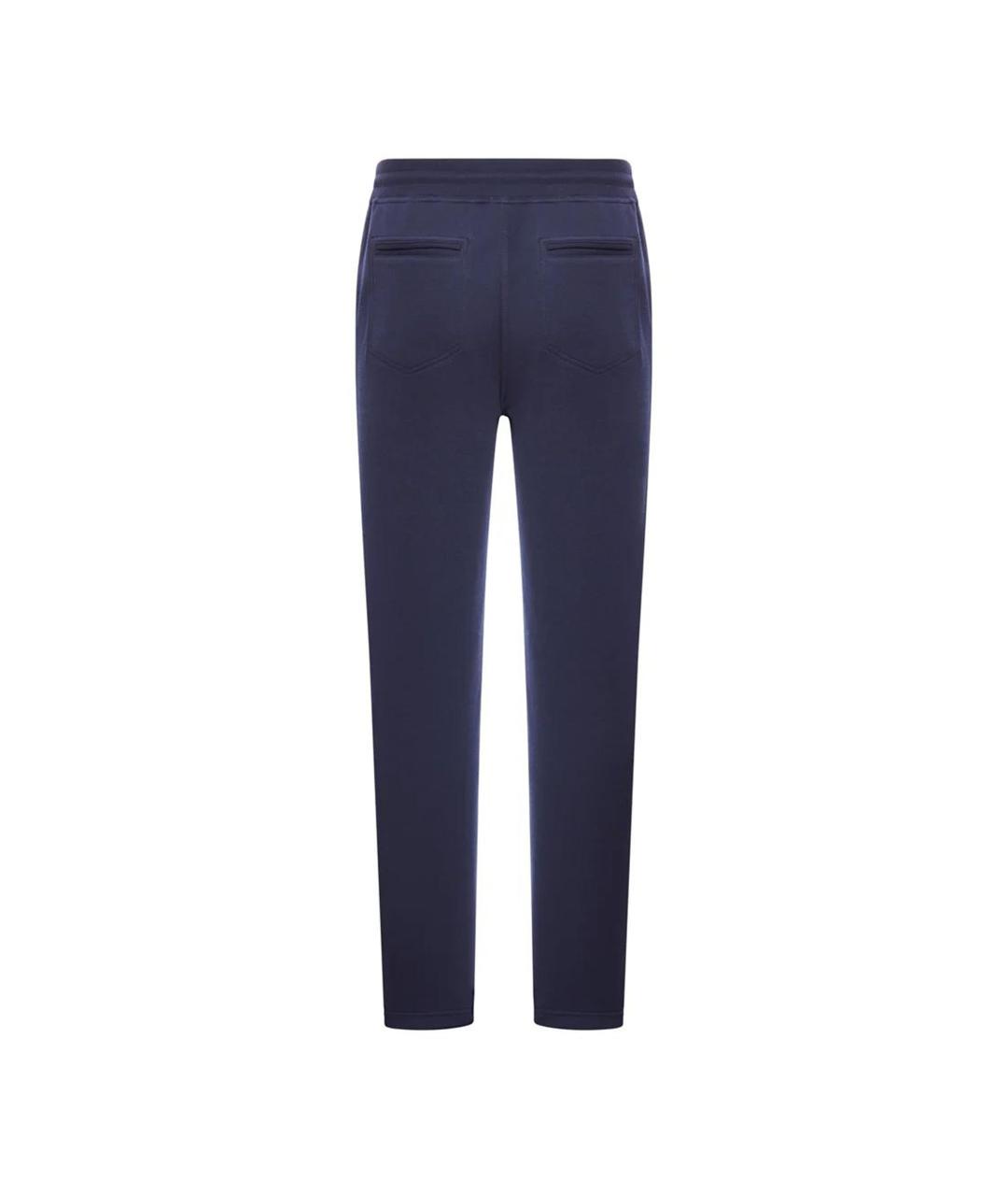 BRUNELLO CUCINELLI Синие хлопковые повседневные брюки, фото 2