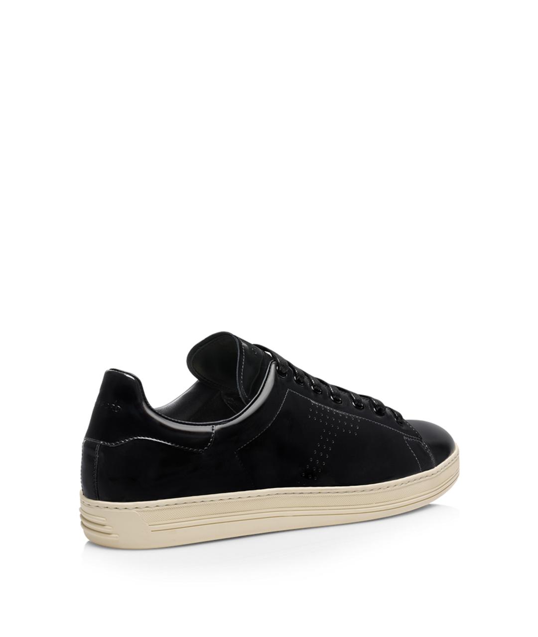 TOM FORD Черные кожаные низкие кроссовки / кеды, фото 2